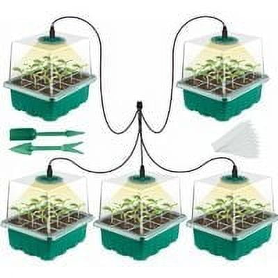 Nuevo kit de mini plantas de invernadero de 5 piezas, con luz solar de espectro completo, caja de cultivo de invernadero interior con tapa y rejillas de ventilación, 10 etiquetas, 2 herramientas de