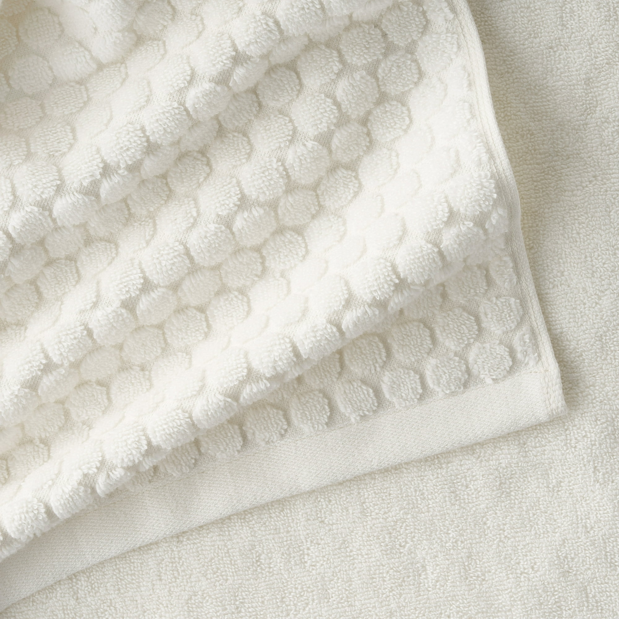 Beautiful by Drew Barrymore 6-Piece Dot Bath Towel Set, Soft 100% Cotton, Off White