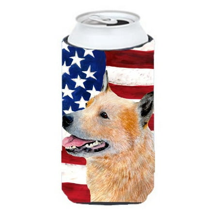 

Usa American Flag With Australian Cattle Dog Tall Boy bottle sleeve Hugger - 22 To 24 Oz.