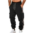 thumbnail image 2 of Ceisia Men Solid Color Loose Casual Pants Elastic Waist Drawstring Sports Gift Work Trousers, 2 of 9