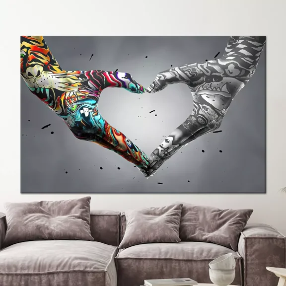 Poster Love Hand Graffitihand Lovelove Graffitibanksy- UNFRAMED Poster Prints, Wall Art For Home Decor Or Office - Great Gift Idea For Friends & Family, UNFRAMED-8x12