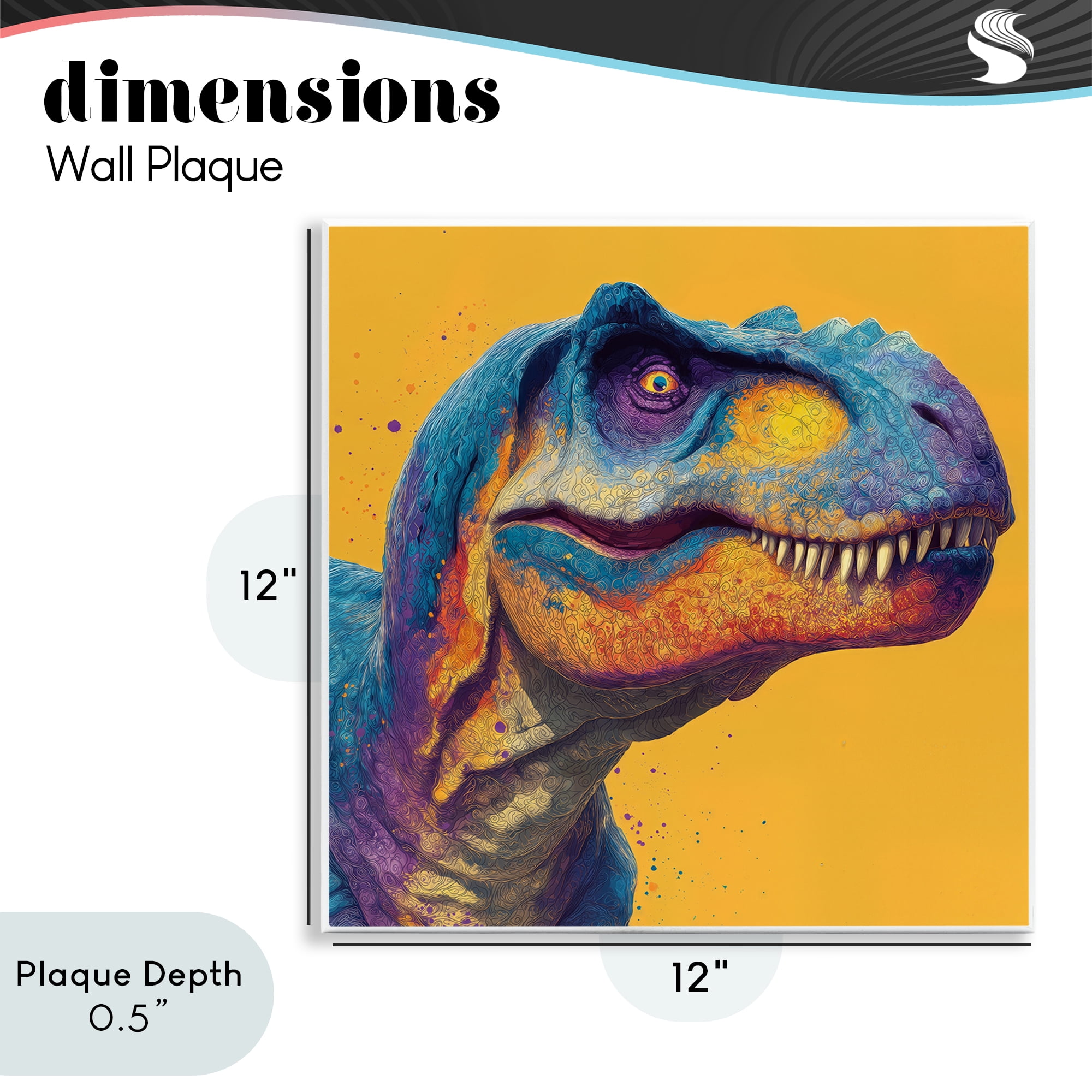 Stupell Industries Vibrant T-Rex Portrait Wall Plaque Art, design by Wumples