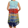 thumbnail image 2 of Sakkas Nora Sleeveless Embroidered Short Tie Dye Caftan Dress / Cover Up - Light Blue - One Size, 2 of 5