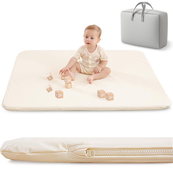 Padded Baby Play Mat for Your Boy or Girl - Extra Thick & Super Soft Vegan Leather Floor Mat Creates A Safe Play Area for Little Ones - Waterproof Crawling Mat for Baby