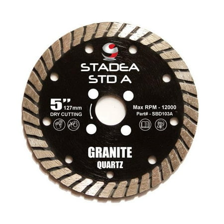 Stadea SBD103A Diamond Saw Blade 5-Inch Continuous Turbo 10 MM Segments For Grinder Granite Quartz Dry