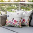 thumbnail image 4 of Spring Tulips Pillow Covers 2 Pack Watercolor Colorful Floral Leaf Butterfly Wood Grain Pillowcase Waterproof Outdoor Throw Pillow Cover for Patio Garden Square Cushion 18”x18”, 4 of 9
