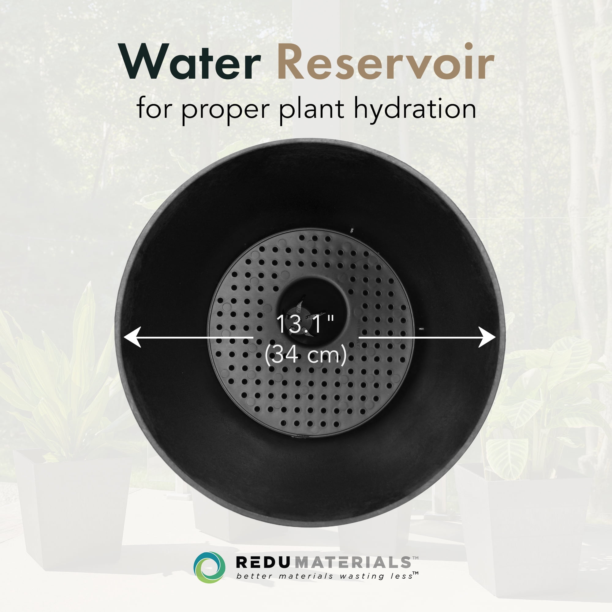 Tierra Verde Cadence Self Watering Urn Planter 14"W x 23"H, Black