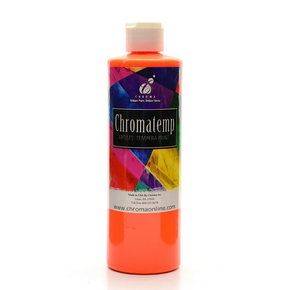 ChromaTemp Artists' Tempera Paint fluorescent orange, 16.9 oz. (pack of 3)
