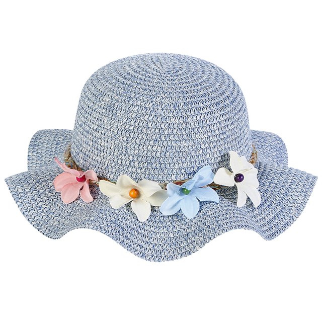 Children Summer Hat Straw Fake Flower Beach Hat Sun Protection Hat Beach Cap