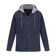 thumbnail image 1 of KIHOUT Winter Warm Coats Men Button-up Cardigan Carry Pockets Solid Color Long Sleeve Hooded Jacket,Size M-5XL, 1 of 5
