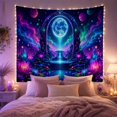 thumbnail image 2 of Moonlit Waterfall With Lotus Flowers and Planets in Cosmic Nebula Sky, Dreamy Fantasy for Space Lovers, Celestial Wall Art, Housewarming Gift Tapestry Wall Hanging for Living Room and Bedroom, 2 of 7