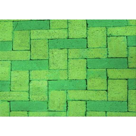 Ahgly Company Indoor Rectangle Patterned Emerald Green Area Rugs, 5' x 7'