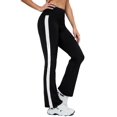 Womens Activewear Sports Pants Flare Leg Striped Pants Black L