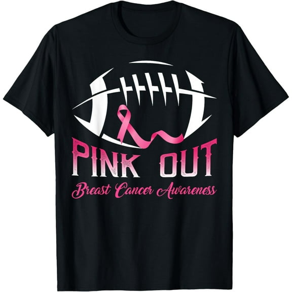 Pink Out Shirt Breast Cancer Football For Men Women Kids T-Shirt