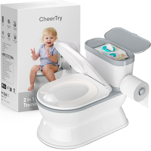 Inodoro 2 en 1 CheerTry Entrenamiento de orinal para niños pequeños Silla de baño con sonido