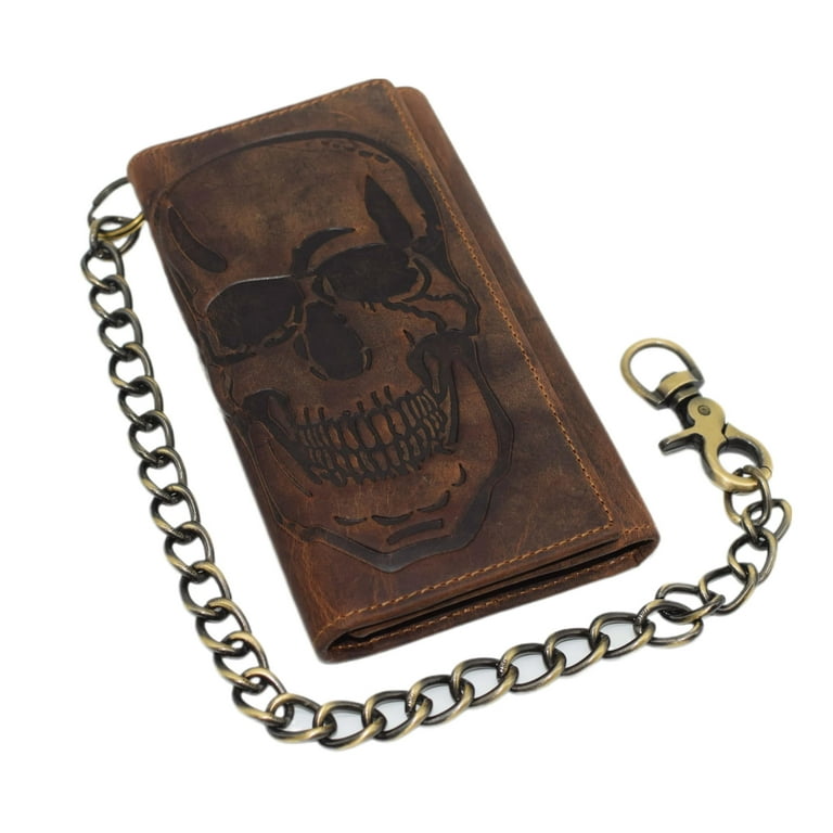 CAZORO USA Motorcycle Chain Wallet for Men 100% Natural Genuine