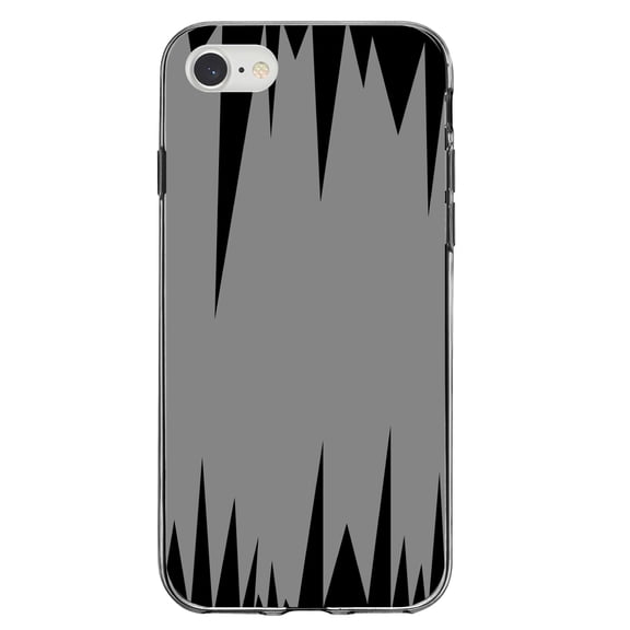 DistinctInk Clear Shockproof Hybrid Case for iPhone 7 8 SE (2020 Model) 4.7" Screen TPU Bumper Acrylic Back Tempered Glass Screen Protector - Grey Black Spikes