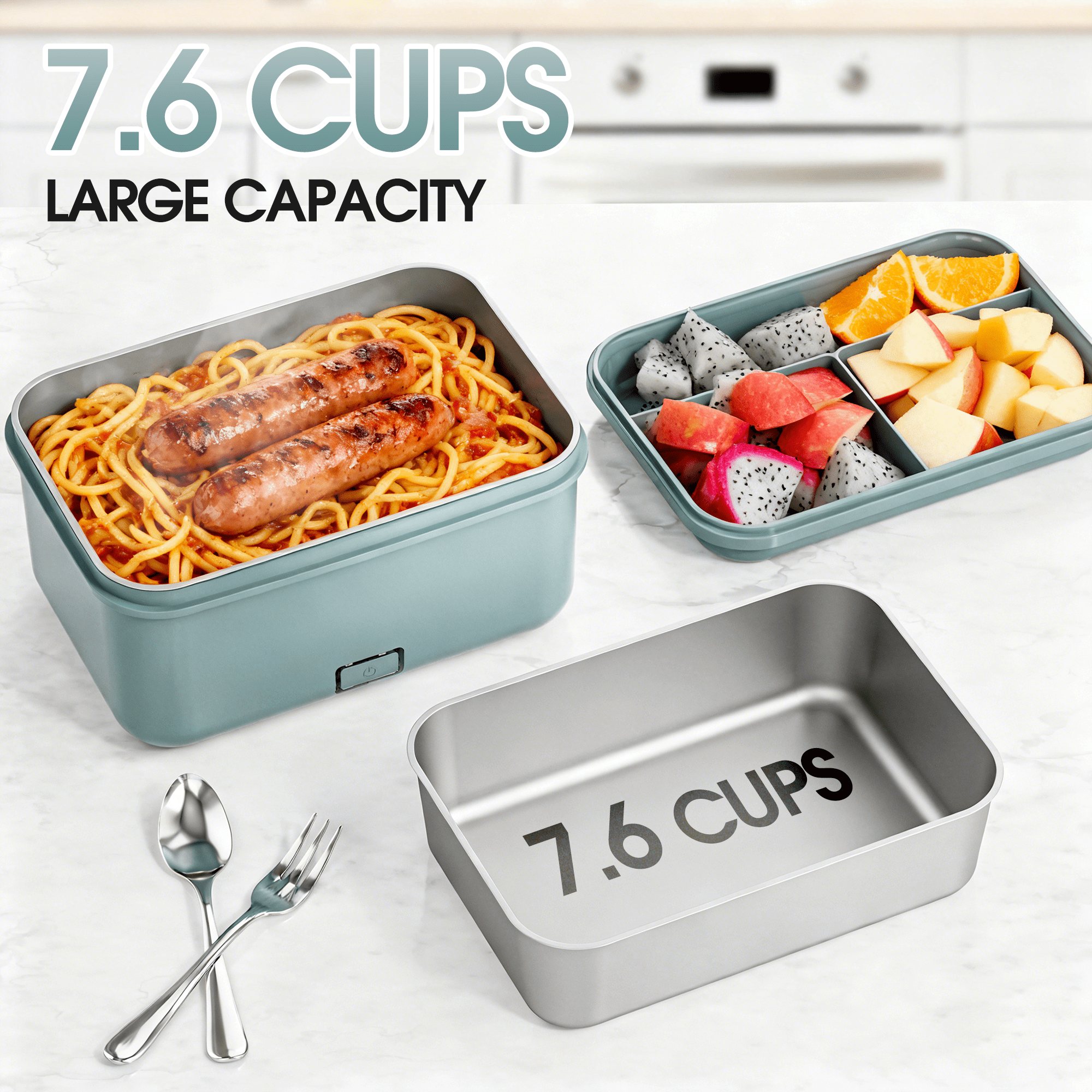 Cordless Electric Lunch Box for Adults: 1.8L Capacity, 70W Fast Heating. Rechargeable & Portable Food Warmer for Office, Car, & Outdoor. A Great Christmas Gift Idea