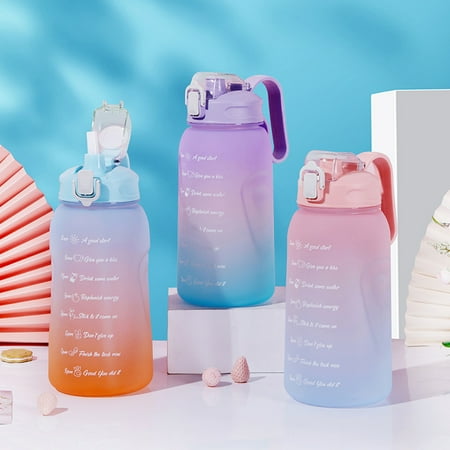 

Hesroicy 2000ml Water Bottle with Time Marker Motivational Leak-proof Outdoor Sports Drinking Bottle Daily Use