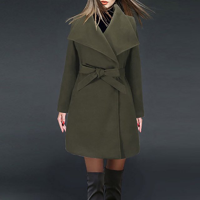 LOVZFMLL Jackets for Women's Solid Color Lapel Pocket Button Long Woolen Coat Jacket Cardigan Jacket