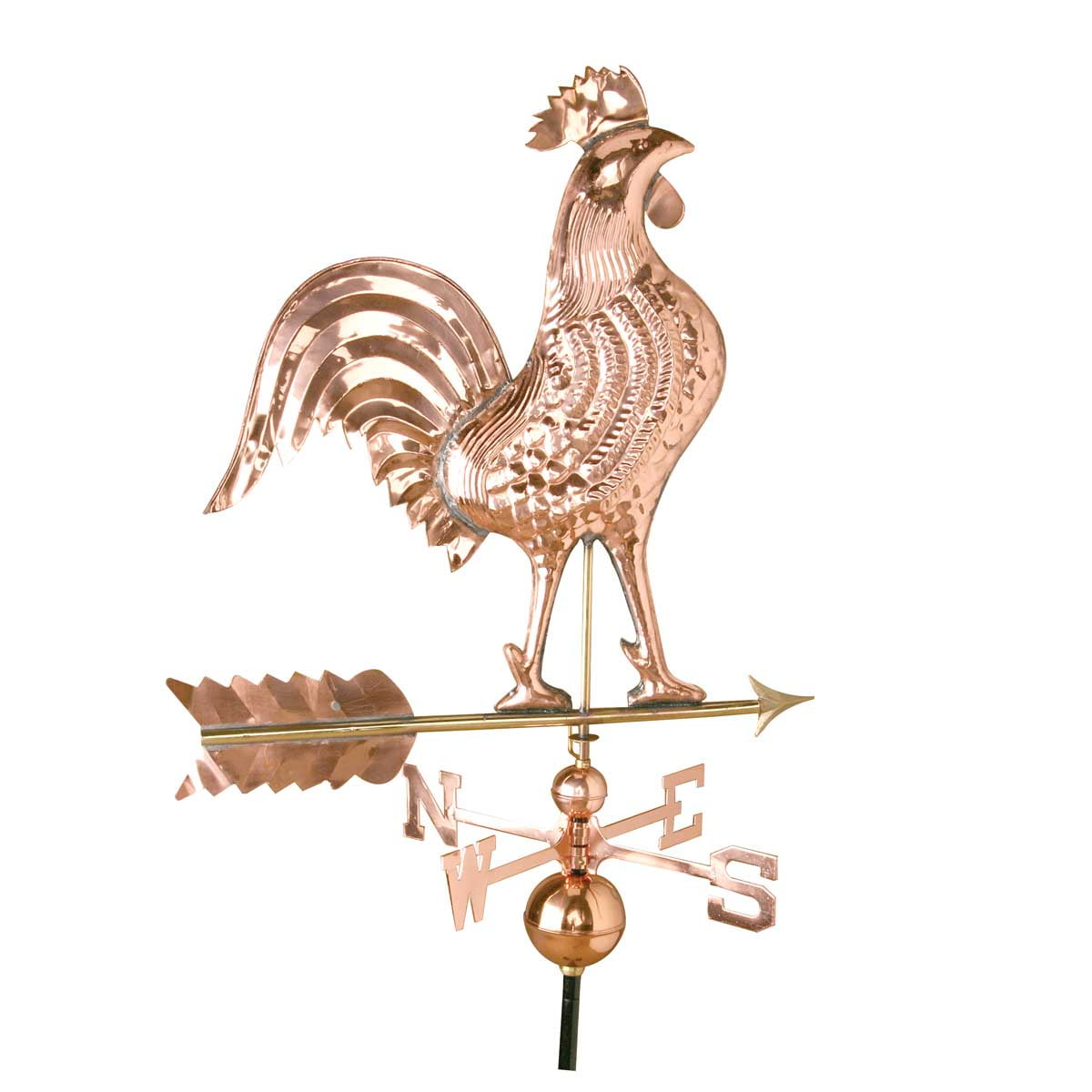 Renovator's Supply Large Roof Mount Polished Copper Rooster Weathervane by The Renovator's Supply