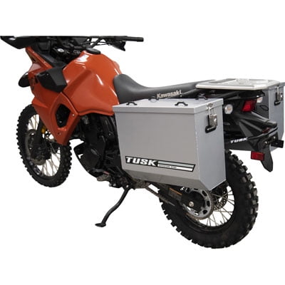 Aluminum Panniers with Pannier Racks Large Silver Compatible With Kawasaki KLR650 Adventure 2022 2023