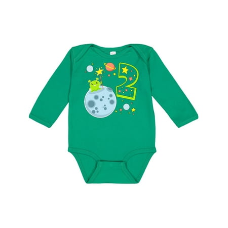 

Inktastic Cute Second Birthday Alien in Space Gift Baby Boy or Baby Girl Long Sleeve Bodysuit