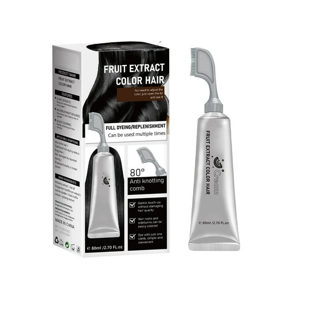 Crema de tinte para el cabello con frutas. Crema de tinte para el cabello con peine. Peinar tu cabello es teñirlo.