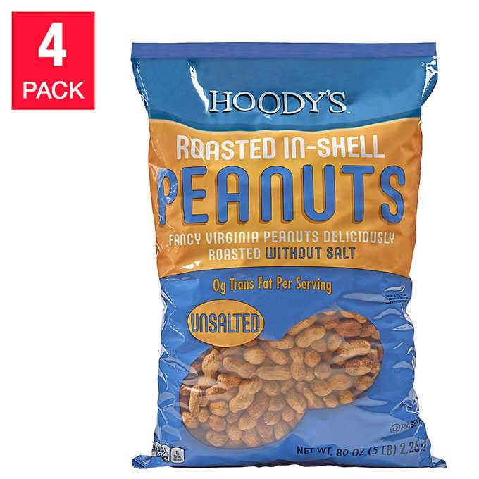 Hoody's Roasted Unsalted Peanuts 20 lbs, 4pack