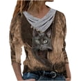 thumbnail image 2 of Pntutb Mujeres Casual tops Cruz Cuello en V Botones Impresión Manga Larga Suéteres Blusa Pntutb Pntutb-7071, 2 of 4