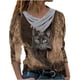 thumbnail image 2 of Puntoco Mujeres Casual tops Cruz Cuello en V Botones Impresión Manga Larga Suéteres Blusa Puntoco Puntoco-7069, 2 of 4
