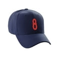 thumbnail image 4 of Daxton Structured Baseball Hat Cap Curved Visor Vintage Custom Number, Navy Hat, Red Number 8, 4 of 4