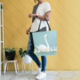 thumbnail image 4 of FORMRS Womens Canvas Tote Bag with Zipper Inner Pocket Shoulder Handbag, White Cartoon Swan, 4 of 7