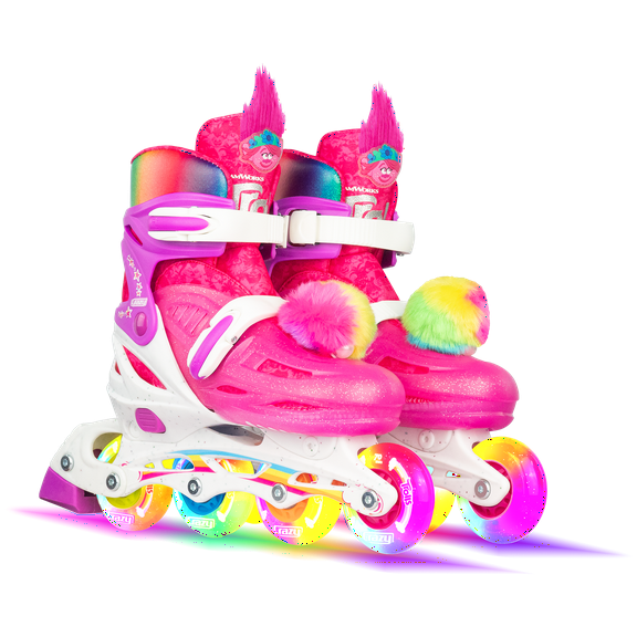 Crazy Skates Trolls Size Adjustable Inline Skates - Featuring Poppy or Barb from TROLLS