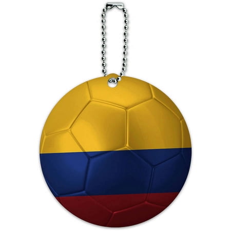 Colombia Flag Soccer Ball Futbol Football Round Luggage ID Tag Card for Suitcase or Carry-On