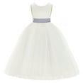 thumbnail image 2 of Ekidsbridal Girl Ballroom Flower Girl Dress - Backless Ivory Tulle with Tiebow (Size: M-14), 2 of 3