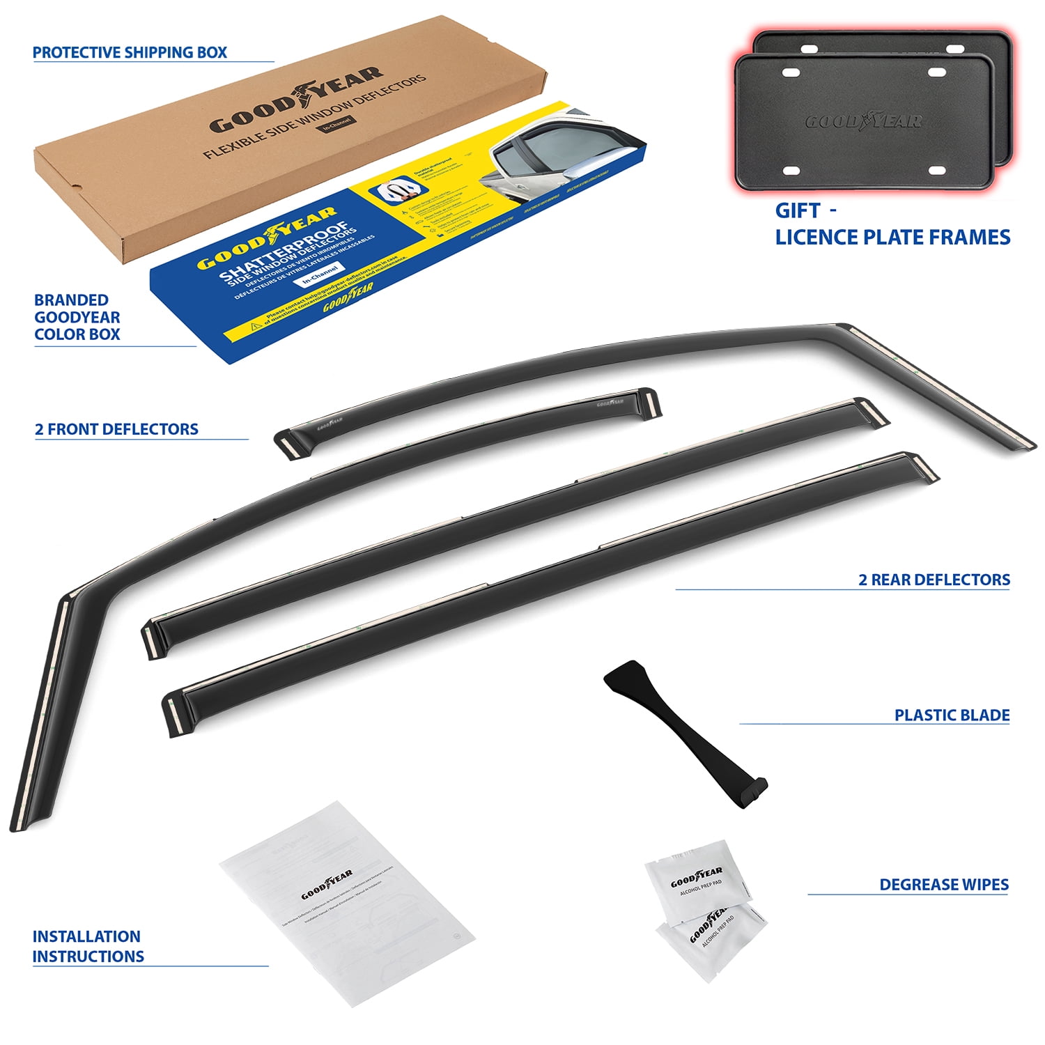 Goodyear Shatterproof in-Channel Window Deflectors for Toyota Sienna 2021-2026, Rain Guards, Window Visors for Cars, Vent Deflector, Car Accessories, 4 pcs - GY007837