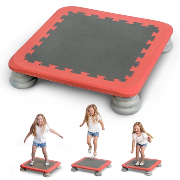 Special Supplies Kids Bouncing Board Trampoline Indoor Outdoor Hours of Sensory Fun - Color Red