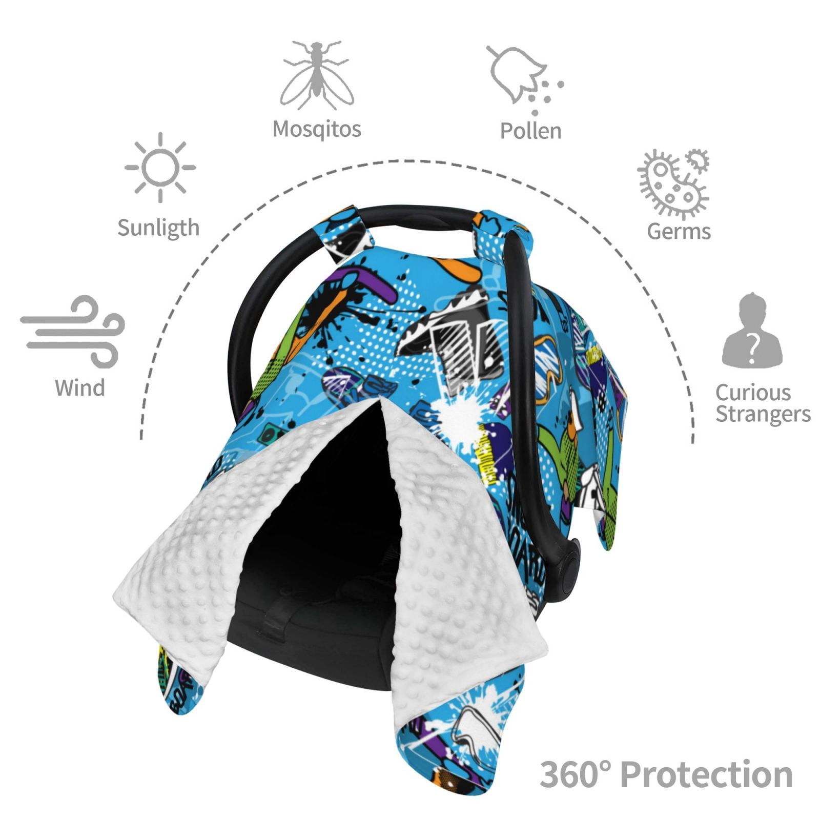 Car Seat Cover Baby - snow board blue Breathable Infant Car Seat Cover for Baby Carseat, Lightweight Comfort Baby Essentials Must Haves Newborn Stuff for Girl Boy