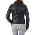 thumbnail image 2 of HOT Women's Genuine Lambskin Real Leather Jacket Stylish Collared Biker Coat W020, 2 of 3