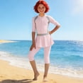 thumbnail image 2 of Summer Swim Suits,Swimsuit for Kids Girls Half Sleeve Full Coverage Burkini Swimwear Modest 3 Piece Bathing Suit, 2 of 8