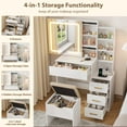 thumbnail image 3 of CazToi Makeup Vanity Desk with Sliding Mirror & 3-Color Lights Vanity Set with Stool 4 Drawers Power Outlet, 3 of 9