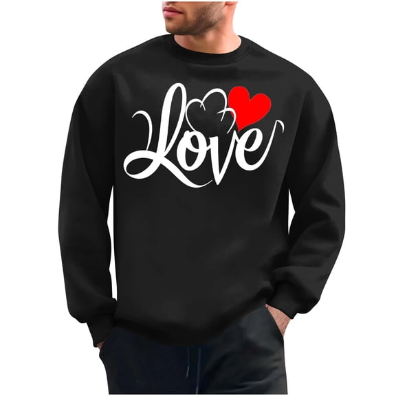 NuoCaiYun Sweatshirts Men's Crew Neck Fashion Valentine's Day Print Long Sleeve Casual Loose Comfort Pullover Tops
