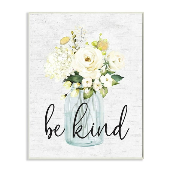 Stupell Industries Be Kind Soft Spring Bouquet Positivity Sentiment Graphic Art Unframed Art Print Wall Art, 13x19, by Lettered and Lined