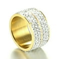 thumbnail image 3 of 12MM Six Rowes Cz Silver Gold Black Bands Women's Stainless Steel Ring Size 7-12, 3 of 8