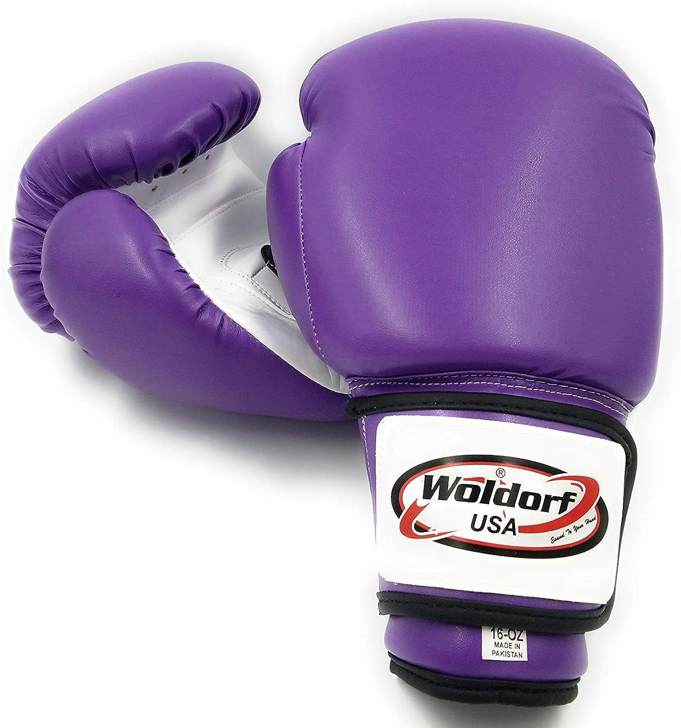 Woldorf USA Men and Women Training Fighting Sports Boxing Gloves - Heavy Punching Bag for Kids - Sparring Gloves, Kickboxing Gloves, Muay Thai Gloves and MMA Sparring Gloves - Vinyl 8oz Purple Sets