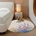thumbnail image 2 of Colorful Lavender Round Area&nbsp;Rug 4ft Spring Purple Flower Floral Linen Texture Non-Slip&nbsp;Washable Circle Rugs Soft Felt Indoor Floor Mat for Bedroom Kitchen Living Room Bathroom, 2 of 9