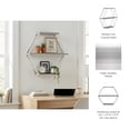 thumbnail image 6 of Geometric Wall Mounted Shelf for Home Decor - Hanging Storage Organizer for Living Room, Bedroom, and Entryway - Metal Frame And Wood Wall Organizer Storage for Casual Spaces - 21", Gray & White, 6 of 12