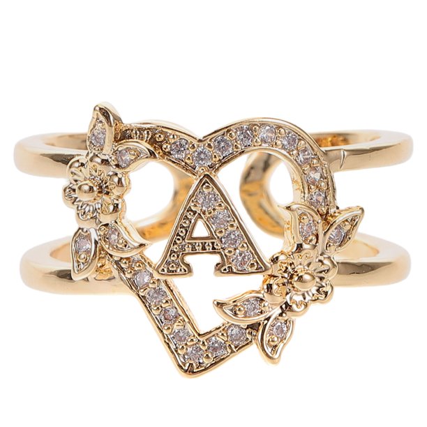 unbranded Anillo Inicial Dorado Con De Abierto Ajustable Para Mujer Joyería