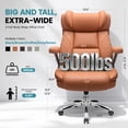 thumbnail image 4 of FASTES Leather Office Chair Big and Tall Desk Office Chair, 500lbs Computer Chair Ergonomic Extra Wide Gaming Chair with Adjustable Lumbar Support 5D Flip Arms,Brown, 4 of 10